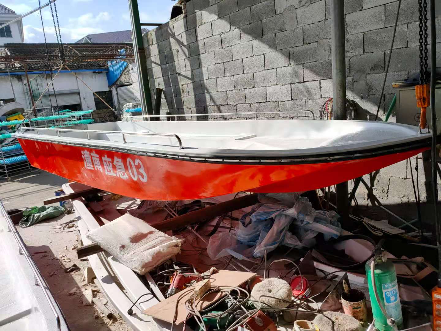 Fiberglass storm boat